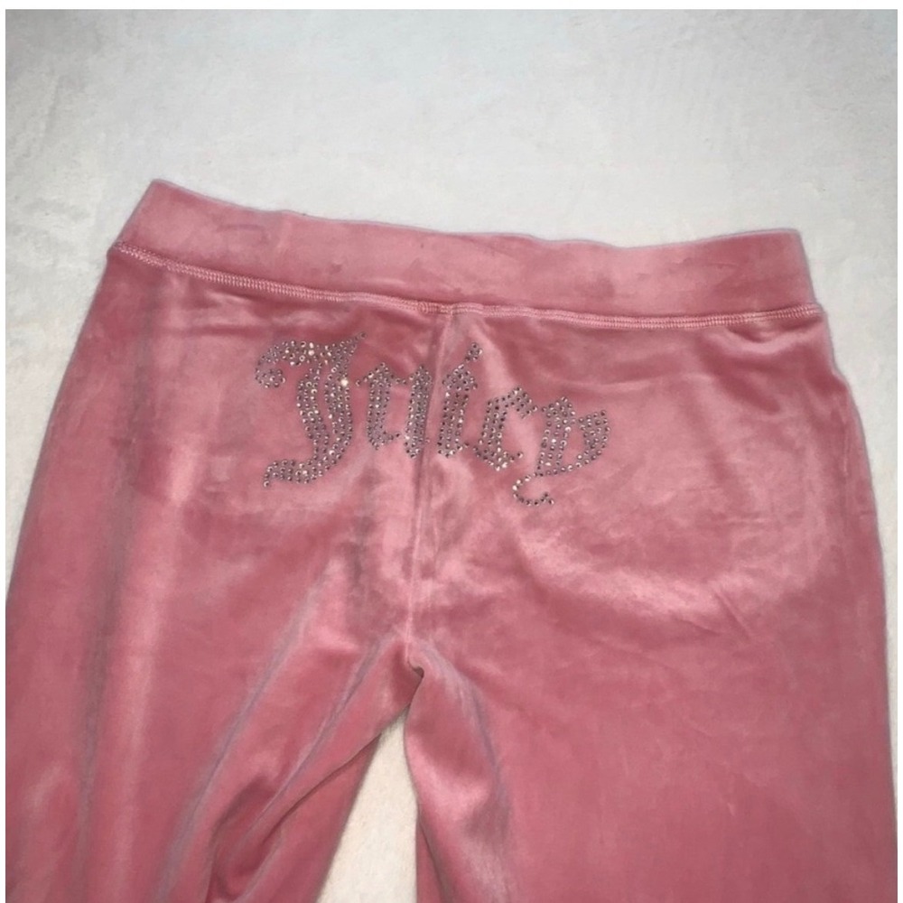 Juicy Couture Pink rose Velour Tracksuit Set Rhinestone Logo Hoodie Pants XL NEW - Picture 11 of 13